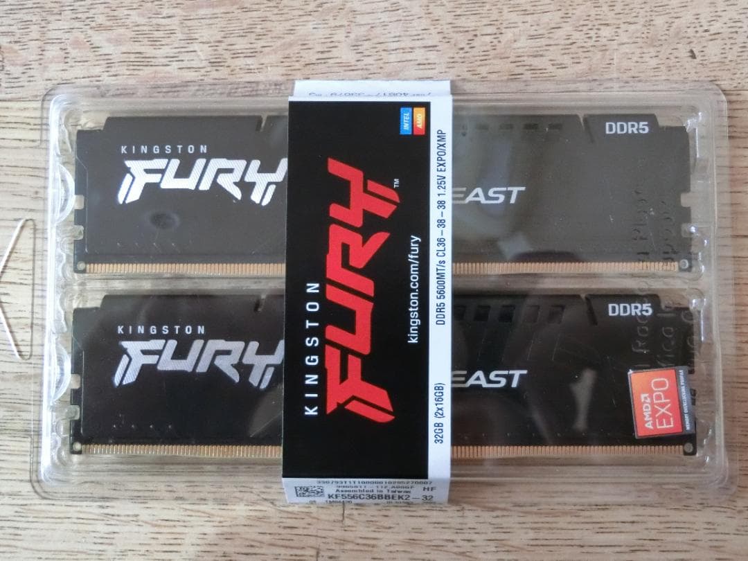 未開封新品：KINGSTON FURY DDR5 5600 32GB Kingston FURY Beast 32GB (2 x 16GB) 288-Pin PC RAM DDR5 6000 (PC5