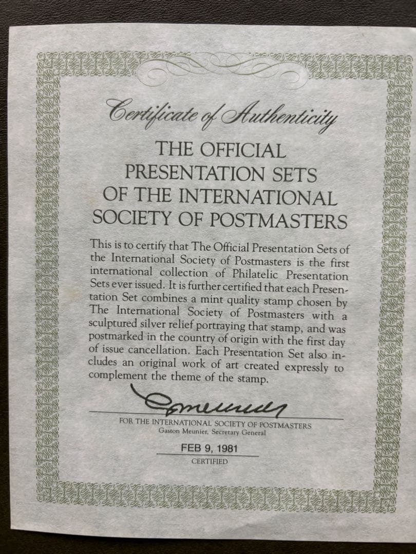 国際郵便局長協会 公式プレゼンテーションセット 純銀製切手プレート36