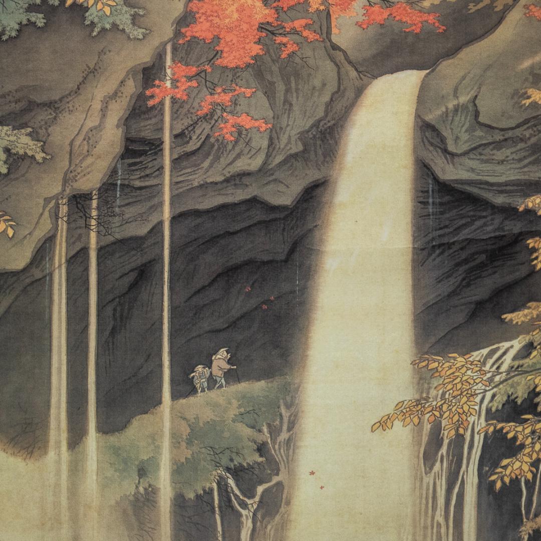 掛軸-1180 川合玉堂 日光裏見瀧 玉堂美術館監修 複製画 美術品