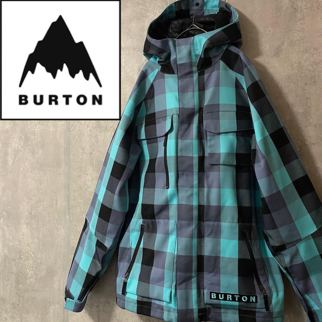 Burtonバートンスキーウェアスノーボードジャケットパーカーフード水色チェック BURTON（バートン） 日本正規品 スノーボード ウェア ジャケット