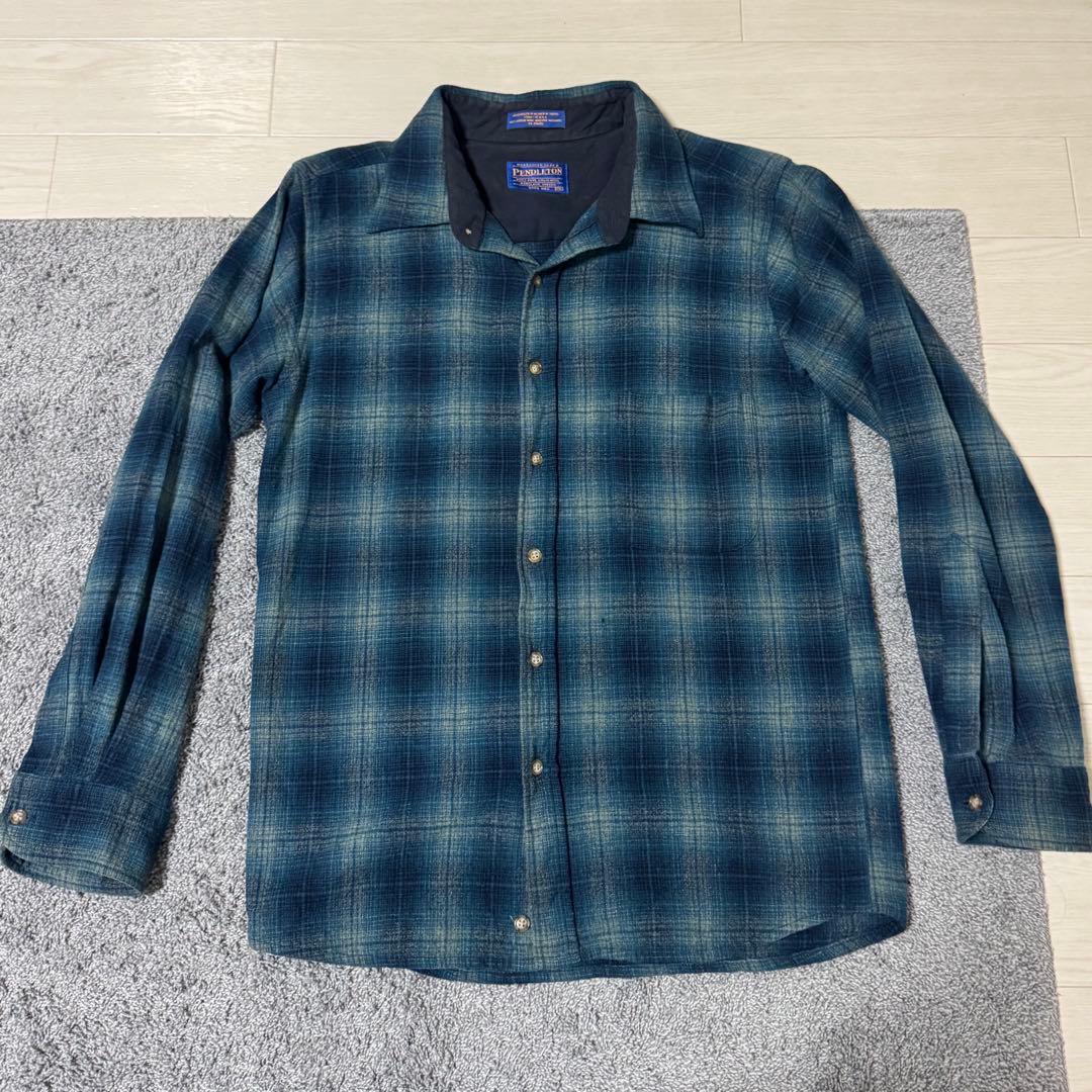 Pendleton 100%ウール 長袖ネルシャツ ブルー ペンドルトン ウールシャツ ロッジシャツ ブループラッドS/Pendleton