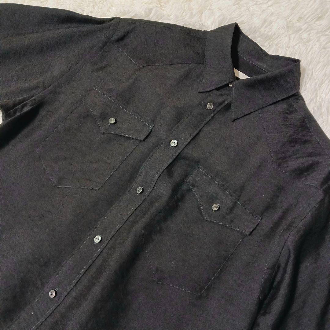 極美品☆LIDNM 長袖シャツ ウェスタンシャツ シルク混 完売品 ブラック