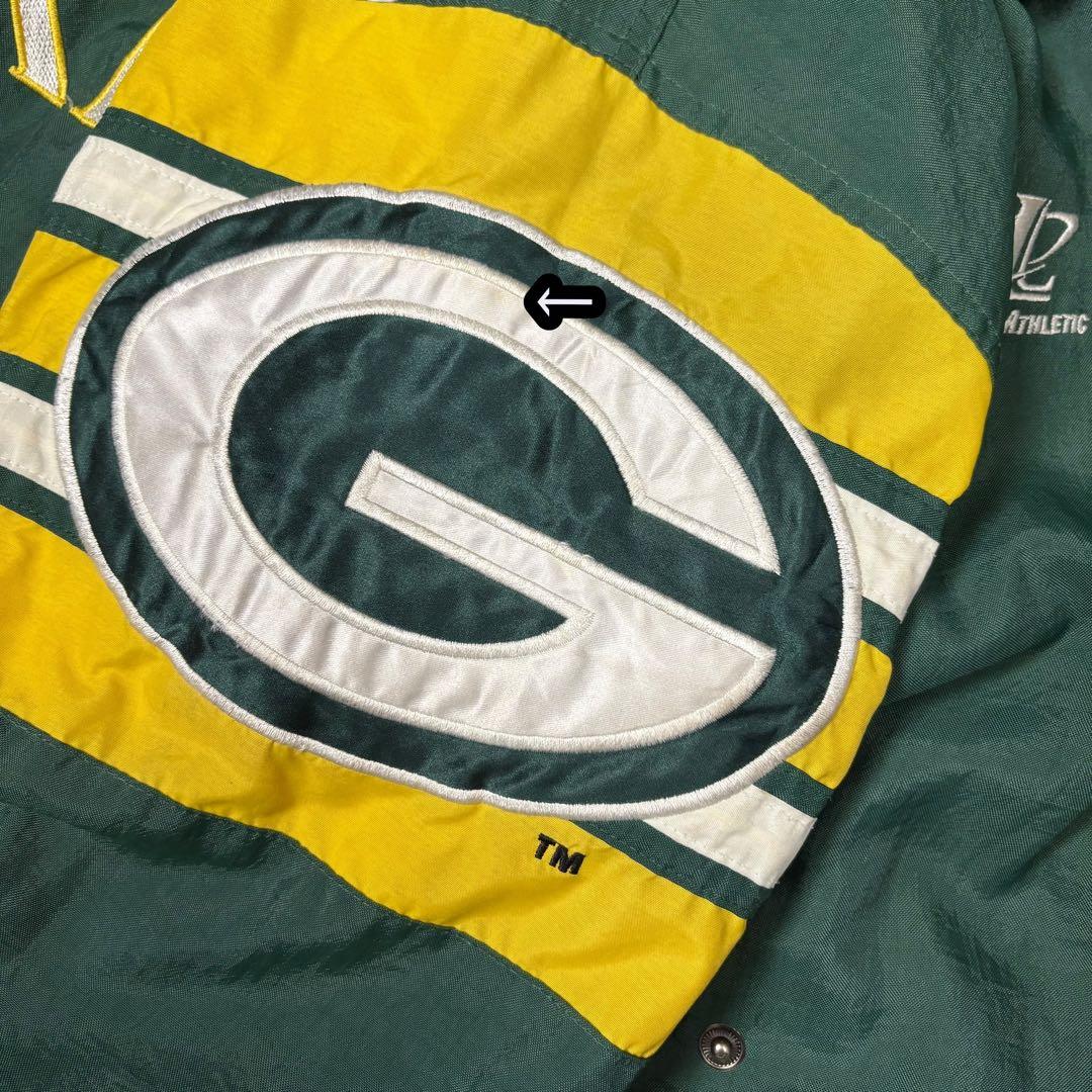 90s】 NFLパッカーズロゴアスレチッ クナイロンジャケット刺繍グリーン