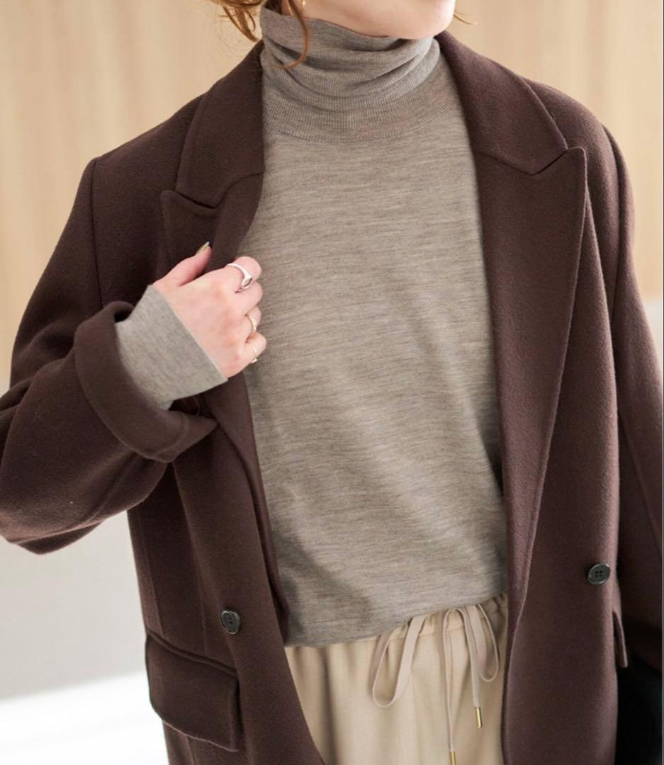 【新品】Spick & Span 18Gタートルネックプルオーバー ベージュA スピック＆スパン Spick & Span 《追加》18Gタートルネックプル