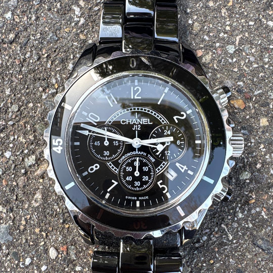 CHANEL ブラック クロノグラフ 時計 - メルカリ