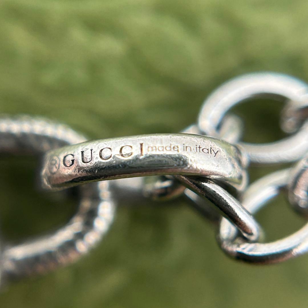 美品 グッチ インターロッキングG アラベスク ネックレス 燻し銀 社外