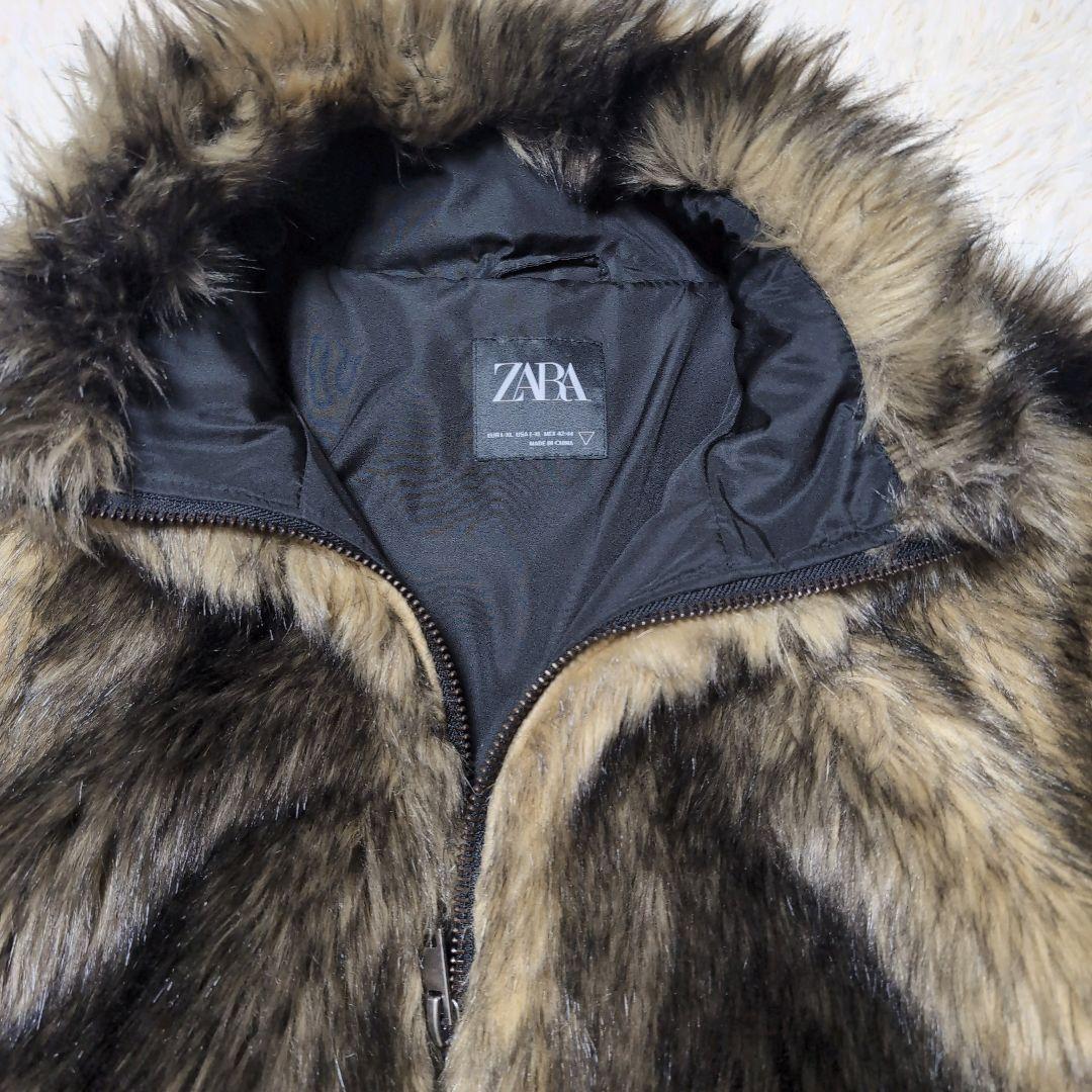 希少 ZARA フェイクファーボンバージャケット ファーブルゾン メンズL