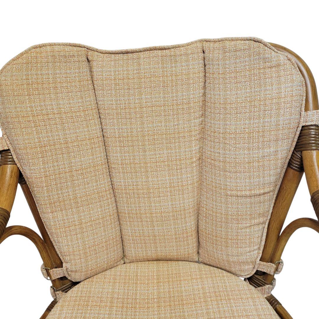 クリーニング済 KAZAMA カザマ ラタン 藤 回転座椅子 チェア 椅子