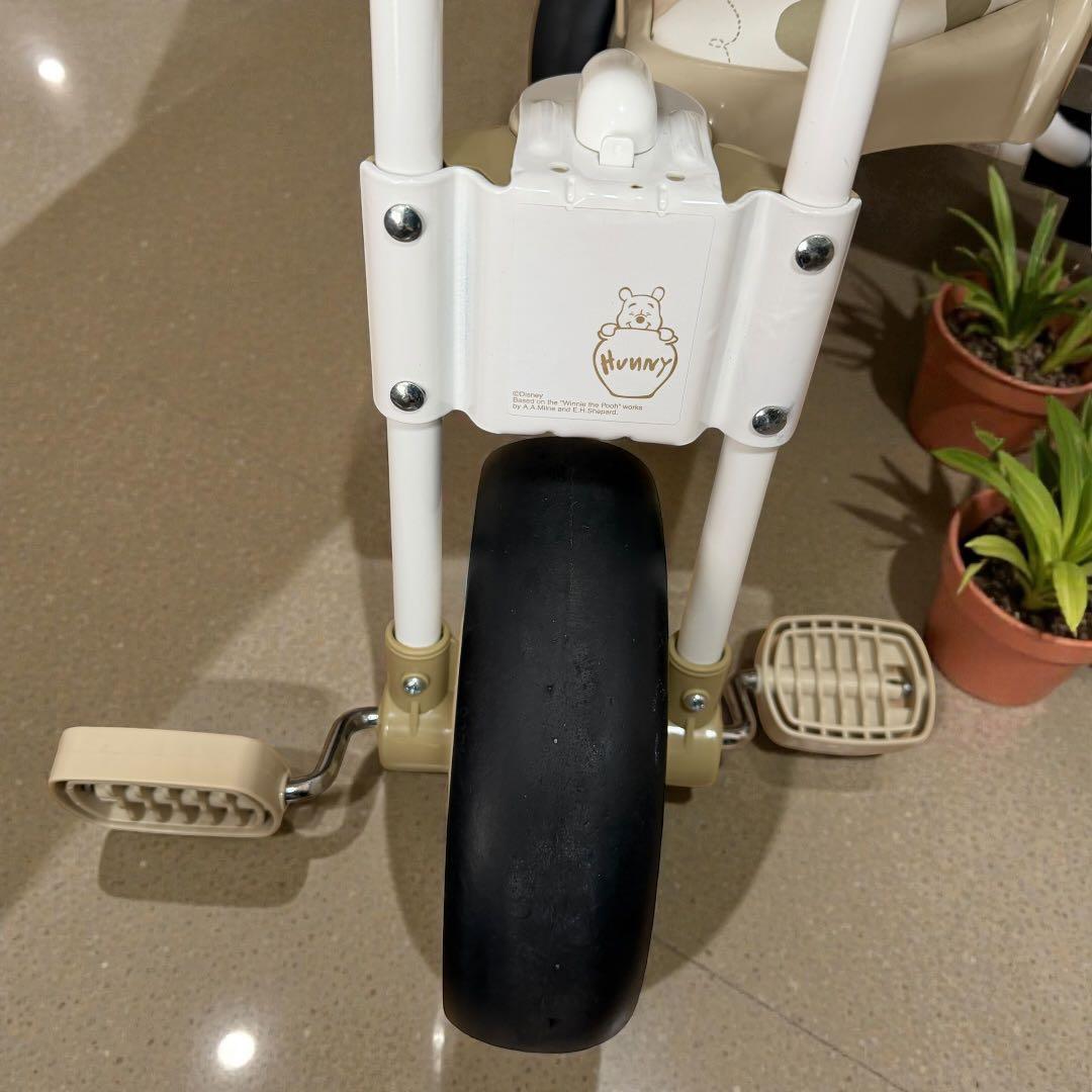 【美品】アイデス ナチュラルトライク 三輪車 プー＆ハニー 押し棒付き