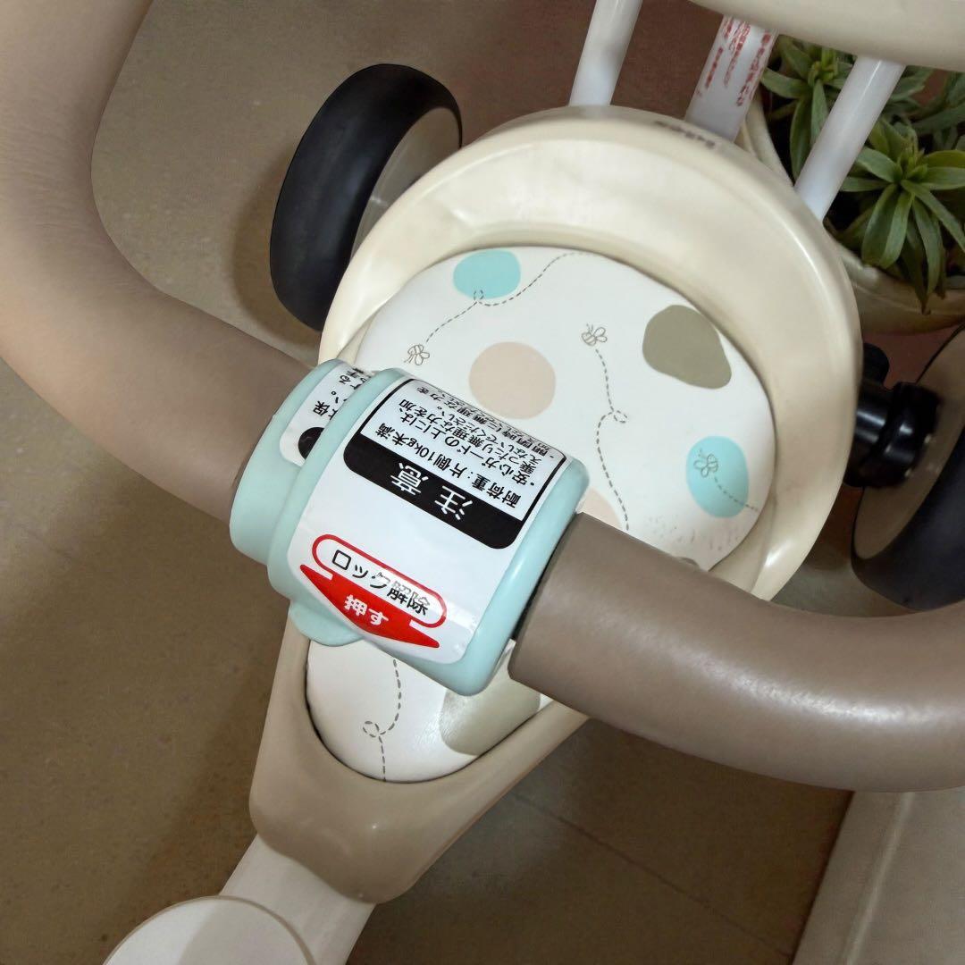 【美品】アイデス ナチュラルトライク 三輪車 プー＆ハニー 押し棒付き