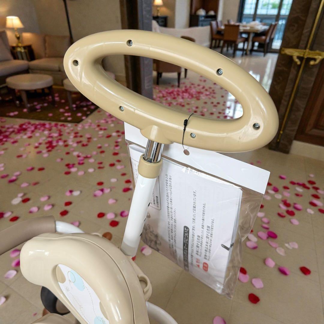 【美品】アイデス ナチュラルトライク 三輪車 プー＆ハニー 押し棒付き