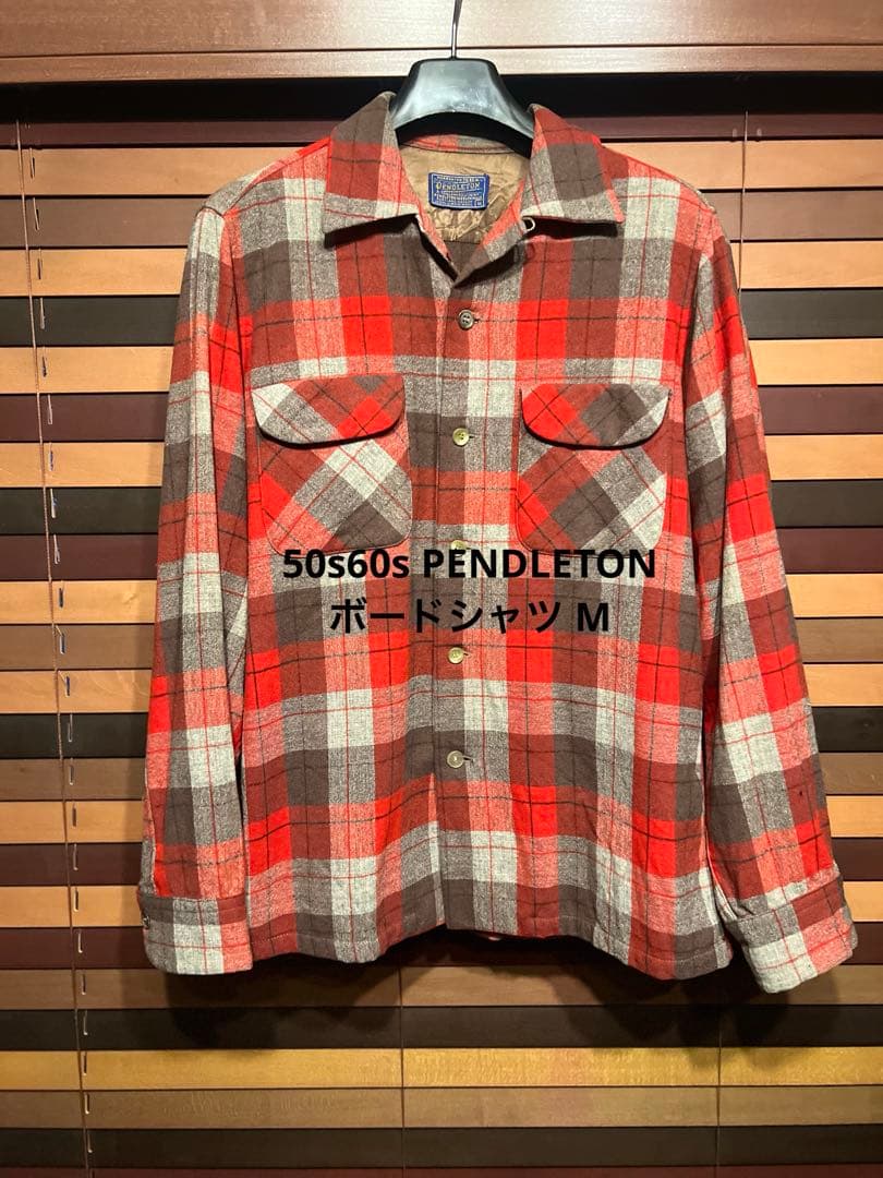 G*o様 50s60s/ペンドルトン/ボードシャツ/M/ウール/チェック/レッド 50s PENDLETON L/S Open Collar Wool Shirt | VOSTOK