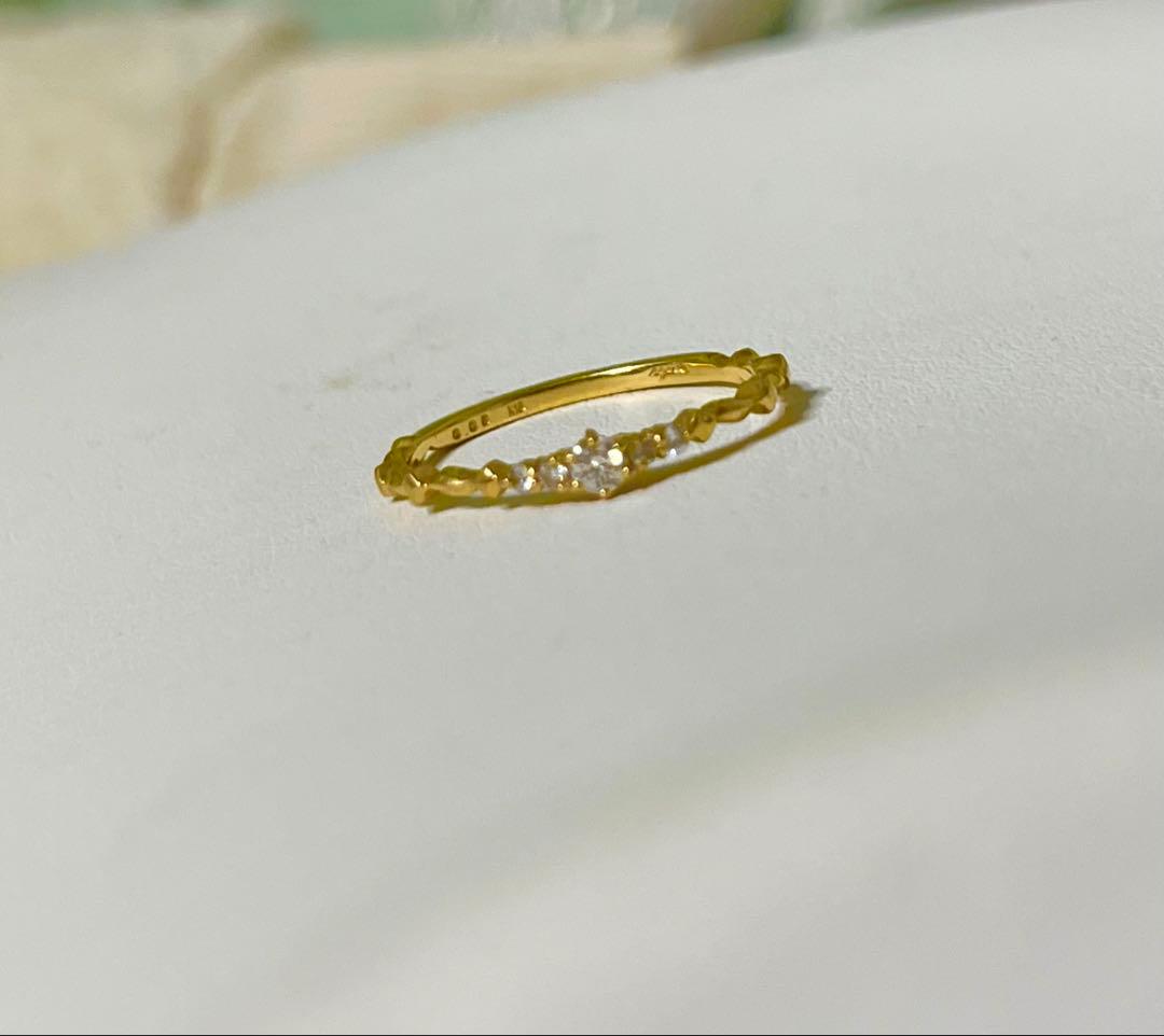 18金 K18印 ／ 0.06ct 天然ダイヤ 1.1グラム ／ 9号