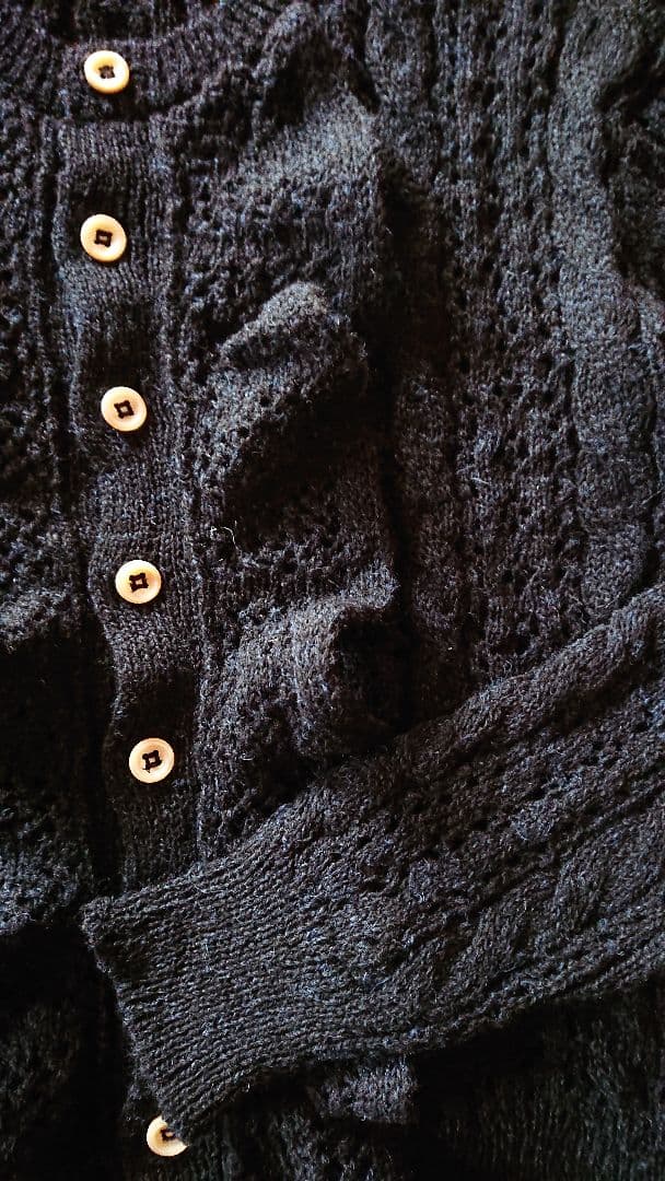 45R☆シェットランドレースニットのボレロカーディガン/インディゴ