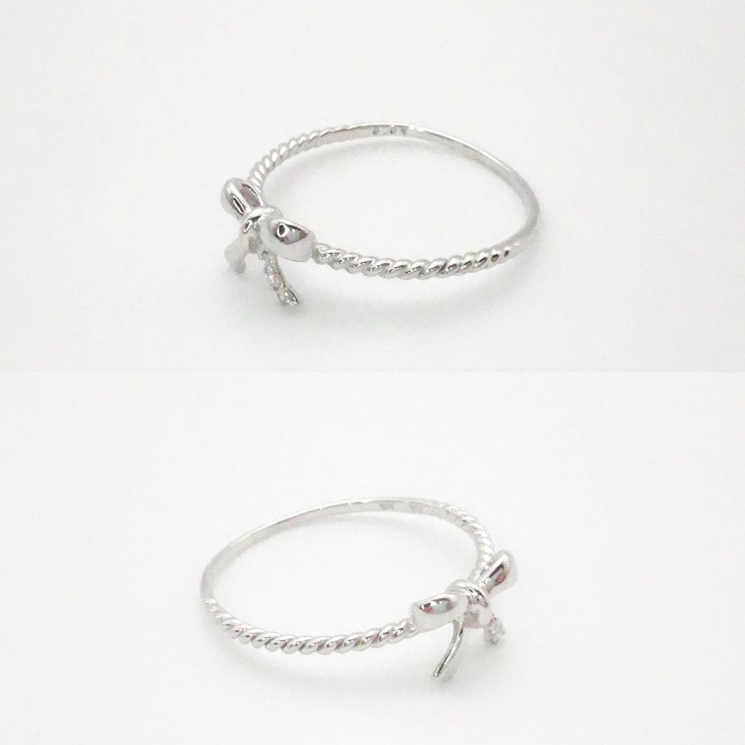 【美品】K10 ホワイトゴールド 天然ダイヤモンド リング＊11号 0.83g