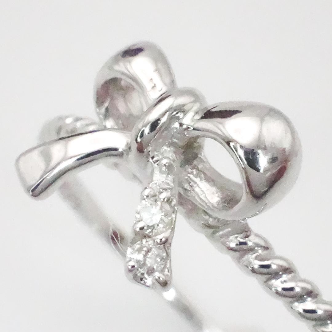 【美品】K10 ホワイトゴールド 天然ダイヤモンド リング＊11号 0.83g