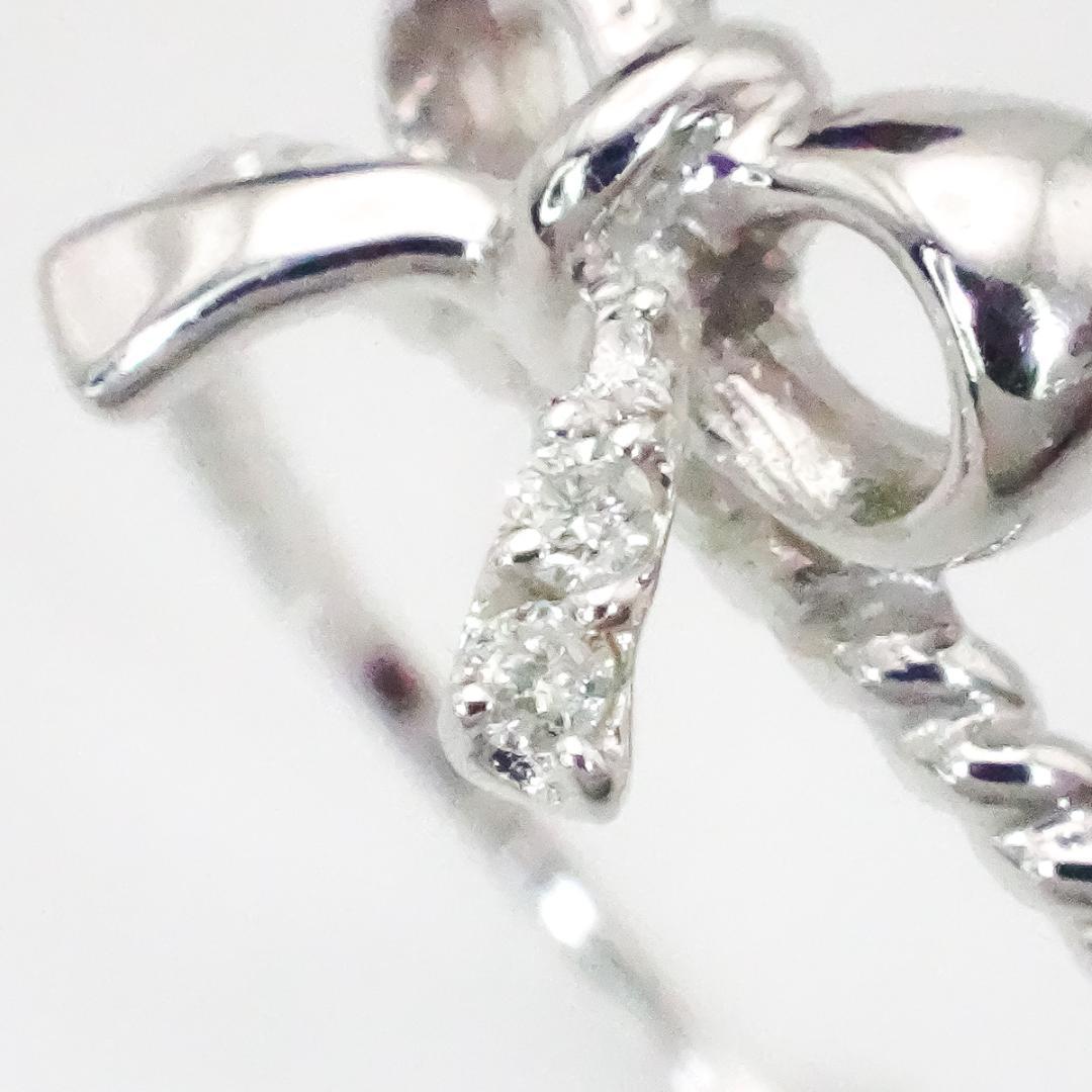 【美品】K10 ホワイトゴールド 天然ダイヤモンド リング＊11号 0.83g