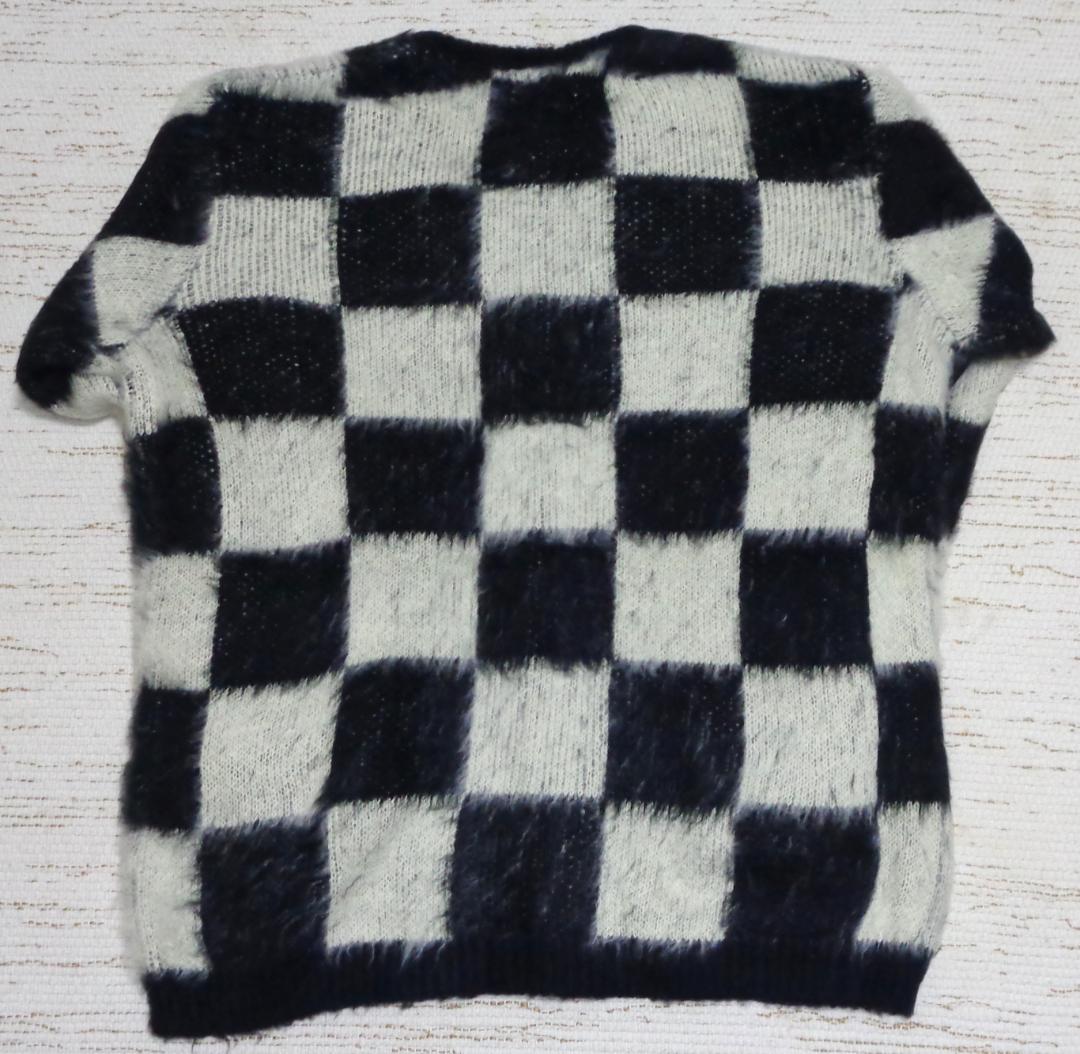 ユニバード72 モヘアタッチ 起毛 チェッカーフラッグ カーディガン