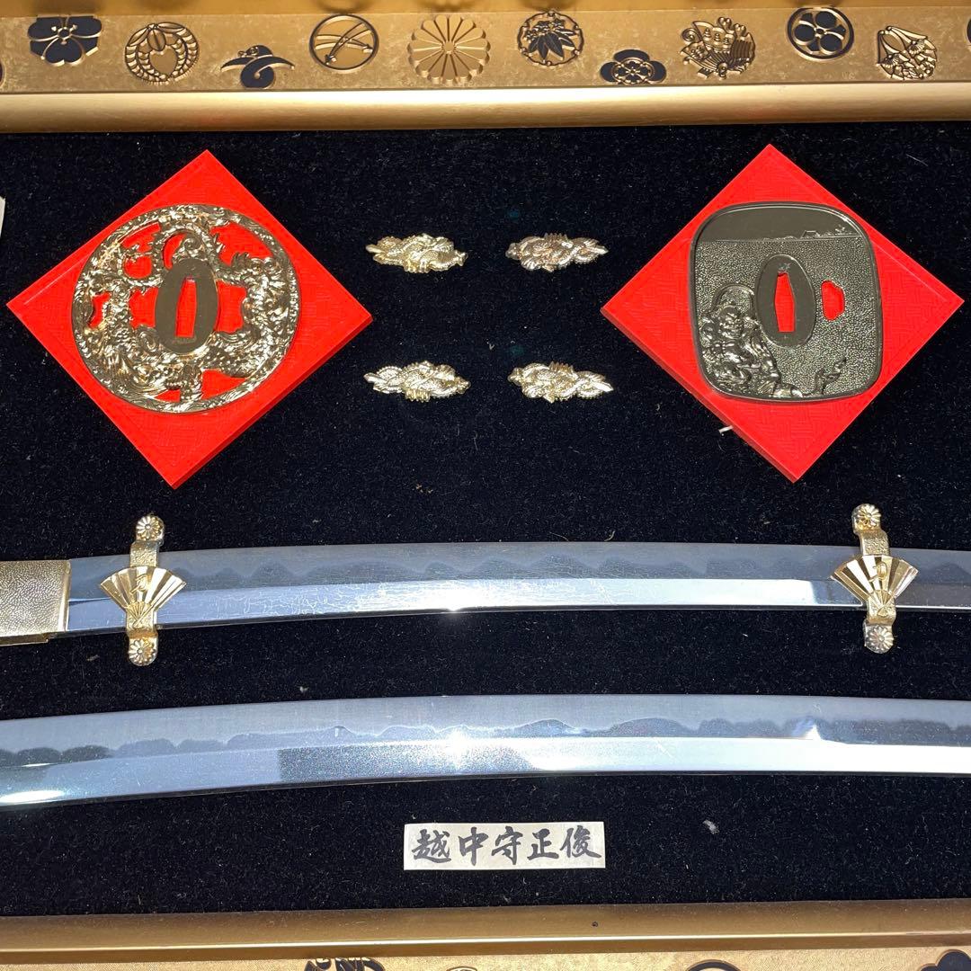 越中守正俊 模造刀 鍔 額 日本刀 レプリカ 武具 インテリア オブジェ