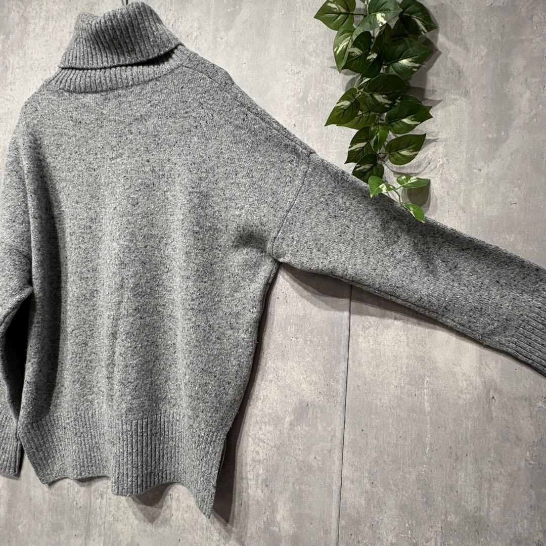 theory タートルネック ニット ドロップショルダー グレー ミックス