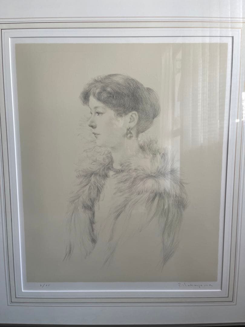 値下げあり‼️半額‼️中山忠彦オリジナルリトグラフ「サロンにて」