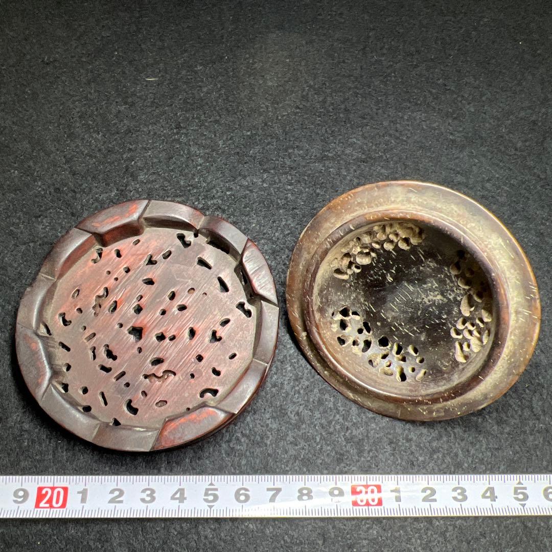 中国明時代 龍泉窯 白砡摘唐木台青磁香炉 木箱付 東Y8-0128☆2Fトカサ