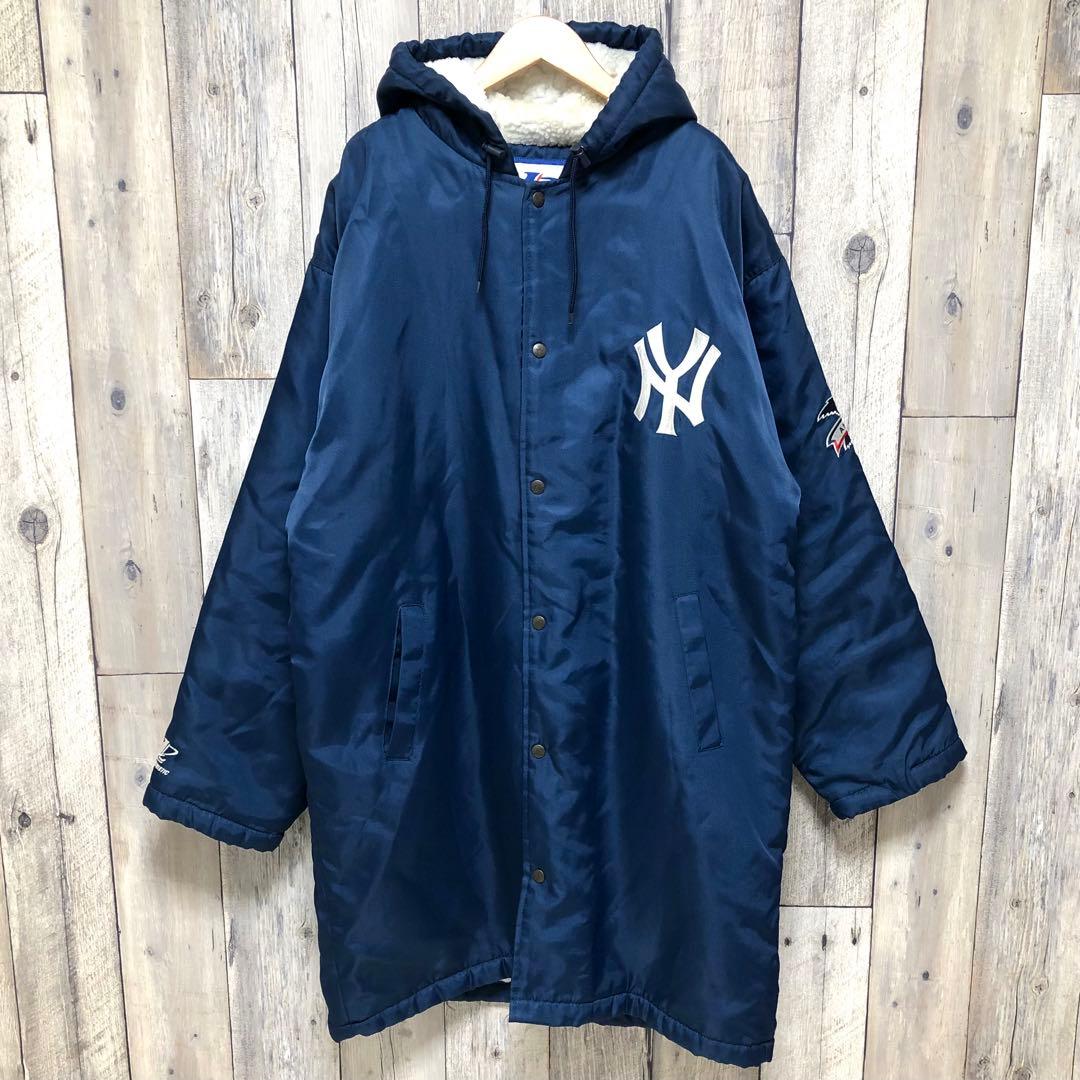 MLB NY ヤンキース ベンチコート 裏ボア 刺繍 デカロゴ Lサイズ - メルカリ