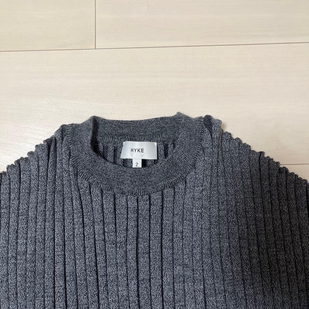 HYKE リブ編み 長袖ニット 2 ダークグレー - メルカリ