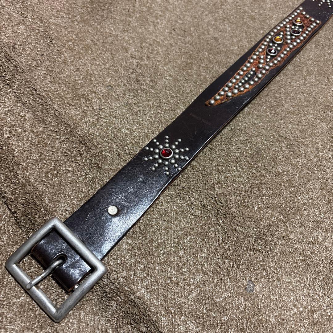 34inch HTC ウイング レザー スタッズベルト　茶芯　ブラック 34インチ 黒（茶芯） スタッズベルト ビンテージタイプ その他