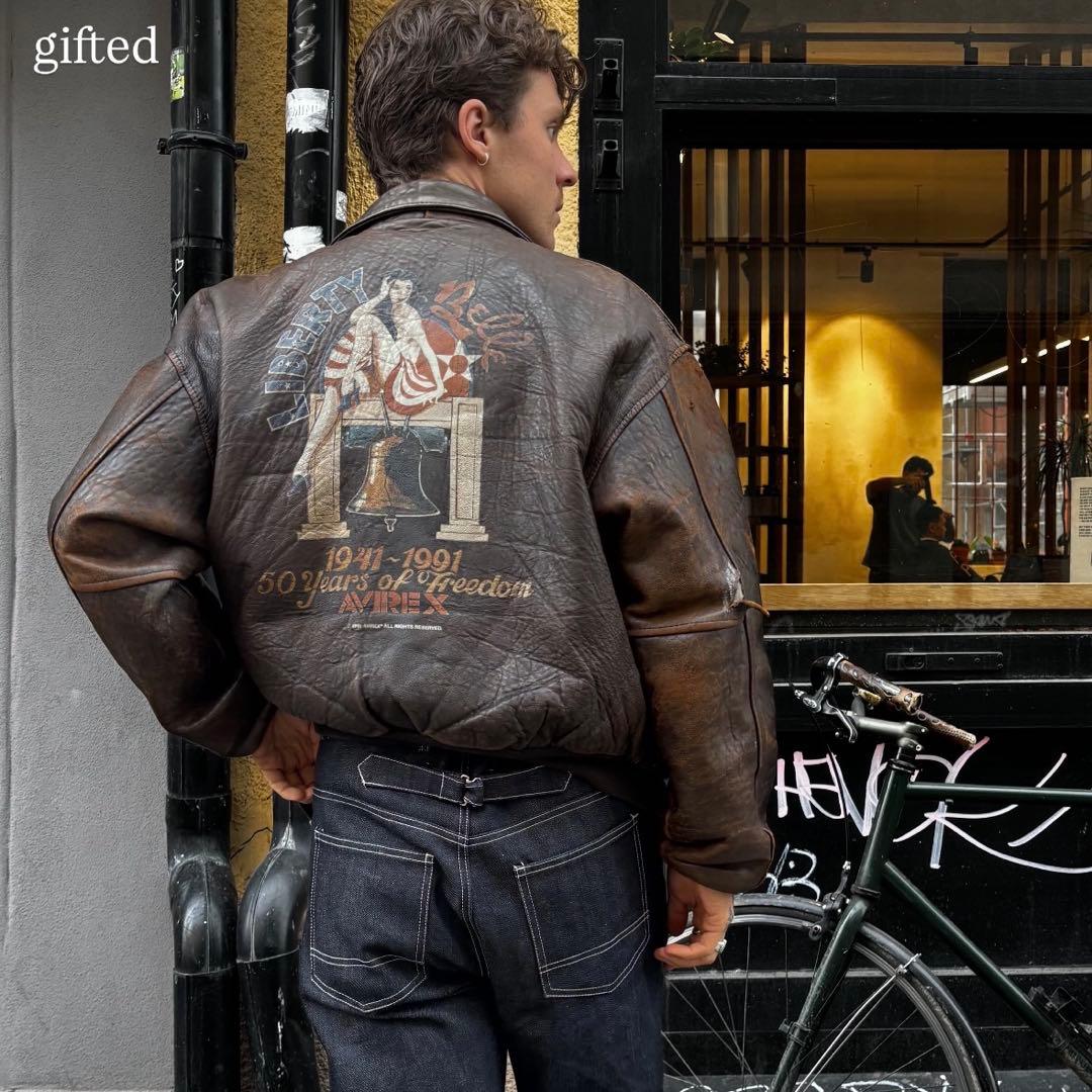 90s 短丈 レザージャケット A-2 vintage ブラウン 羊革 古着 - メルカリ