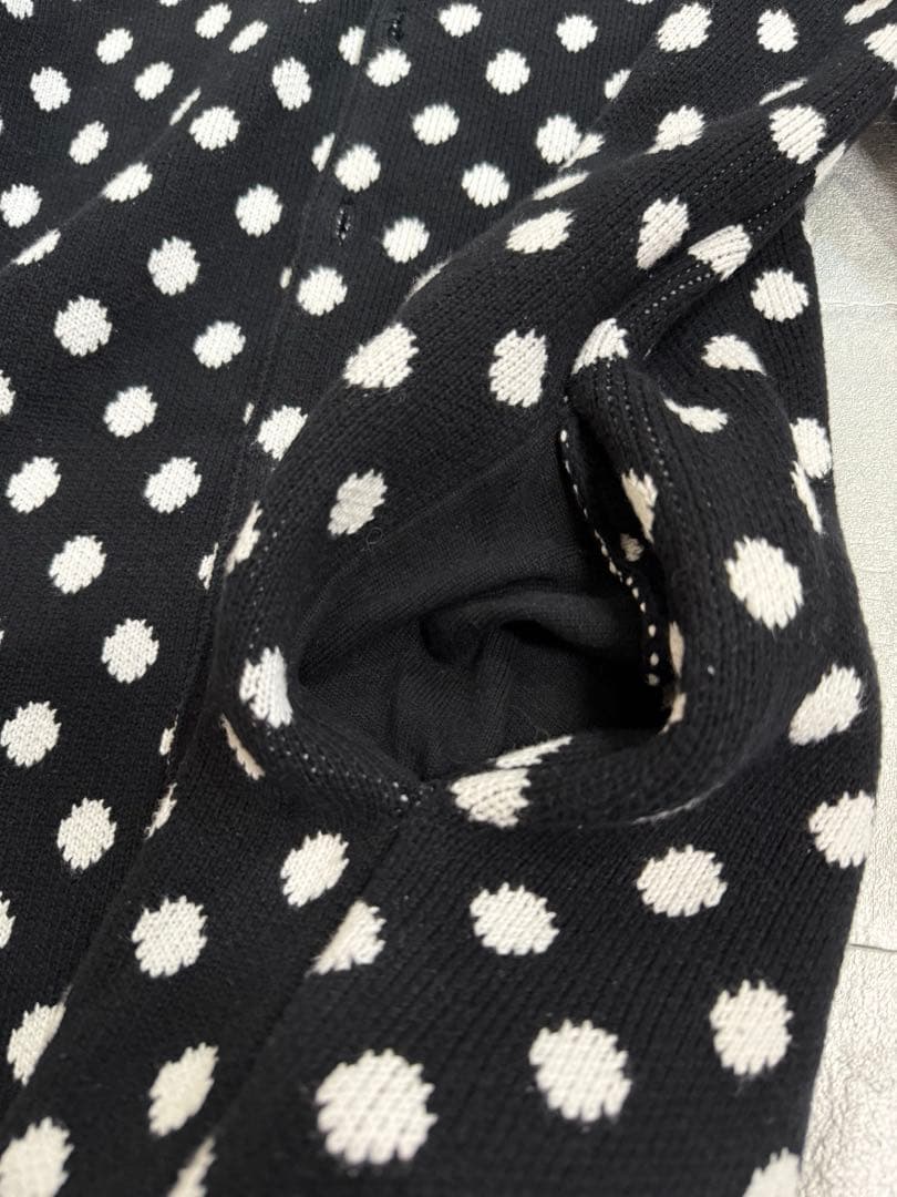 NO ID. BLACK ドット柄 ロングカーディガン コットン Size2 - メルカリ
