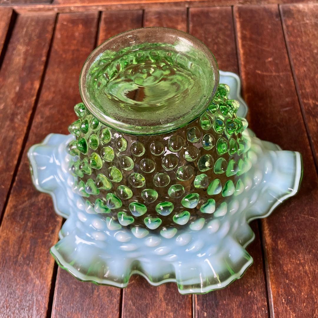 50s オールドフェントンFenton グリーンオパールセントガラス