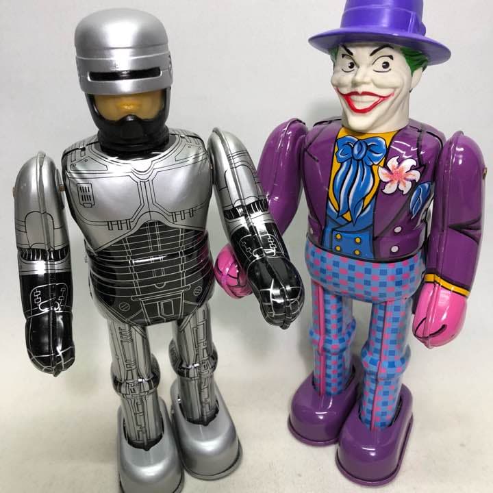ビリケン ロボコップ & ジョーカー ゼンマイ歩行ブリキ玩具 1990年代当時物