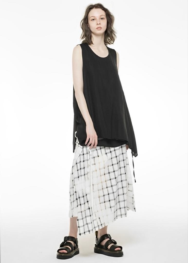 Ottoman Y's SMOKE BLEACH CHECK FLARED SKIRT 1