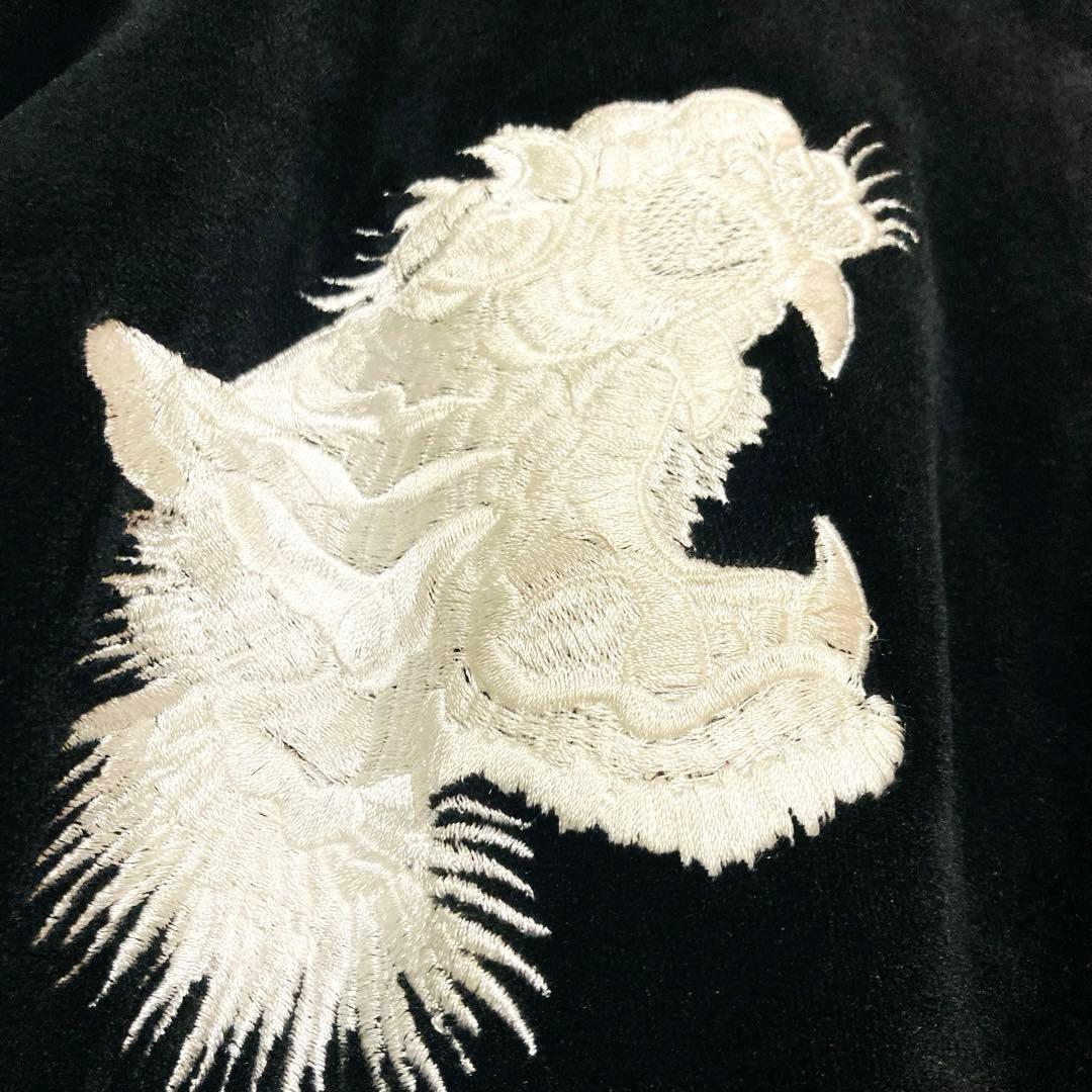 ダンケシェーン 刺繍 ベロア スカジャン オーバーサイズ 顔虎 鷹