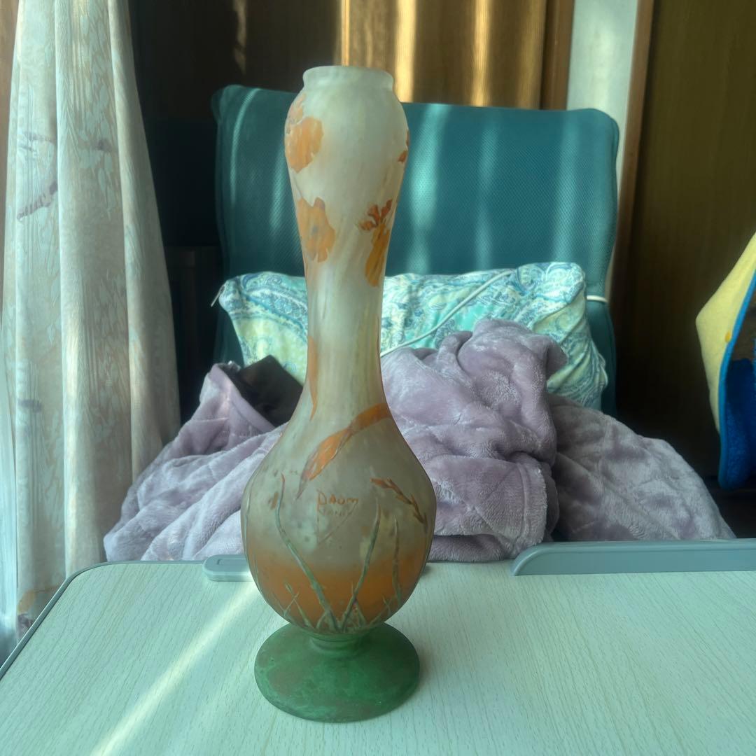 ドームナンシー作品　フランス ドーム兄弟（ドームナンシー） 秋の湖の風景が描かれた花瓶 アール