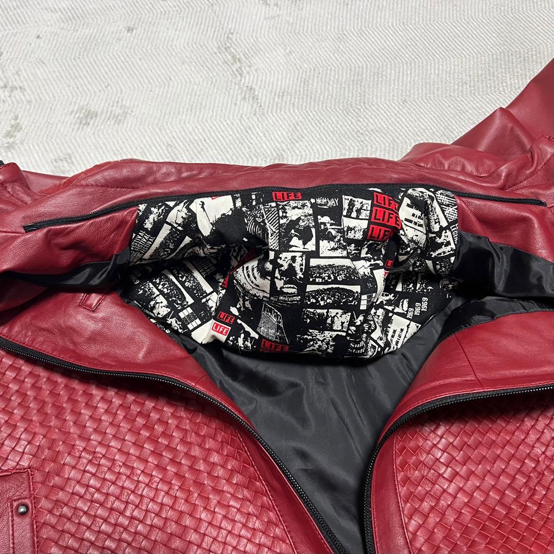 Barassi バラシ レザージャケット 羊革 赤 革ジャン ライダース - メルカリ