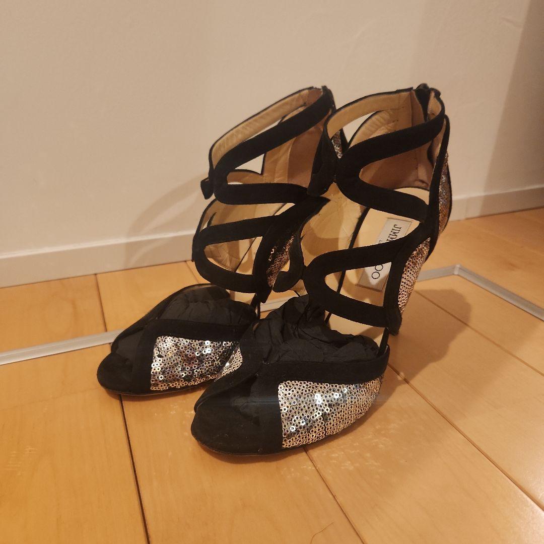 【ヨウ】Jimmy Choo/ジミーチュウ　ハイヒール　黒/シルバー 中古・古着通販】JIMMY CHOO (ジミーチュウ) グリッターパンプス