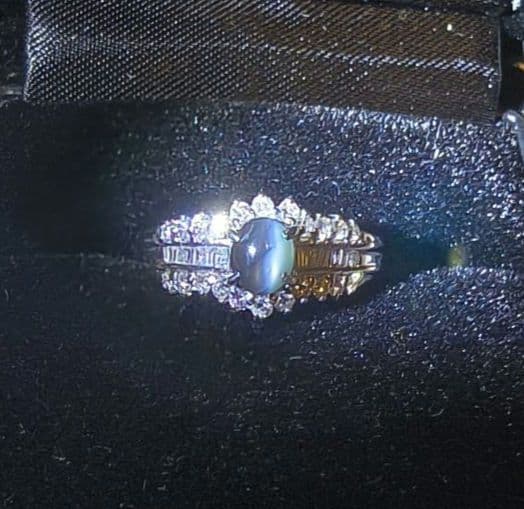 Pt900 アレキサンドライトキャッツアイ 4.3g 0.9ct 13.5号