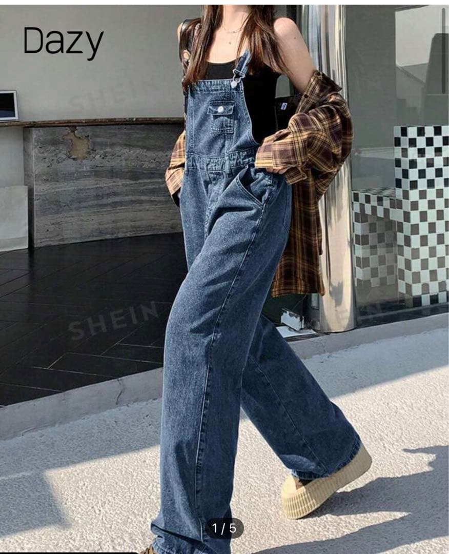 SHEIN Dazy ダークブルー サロペット デニム オーバーオール - メルカリ