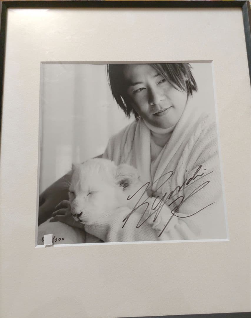 直筆サイン入りFC限定購入品!河村隆一ライオンの赤ちゃん額装LUNA SEA写真