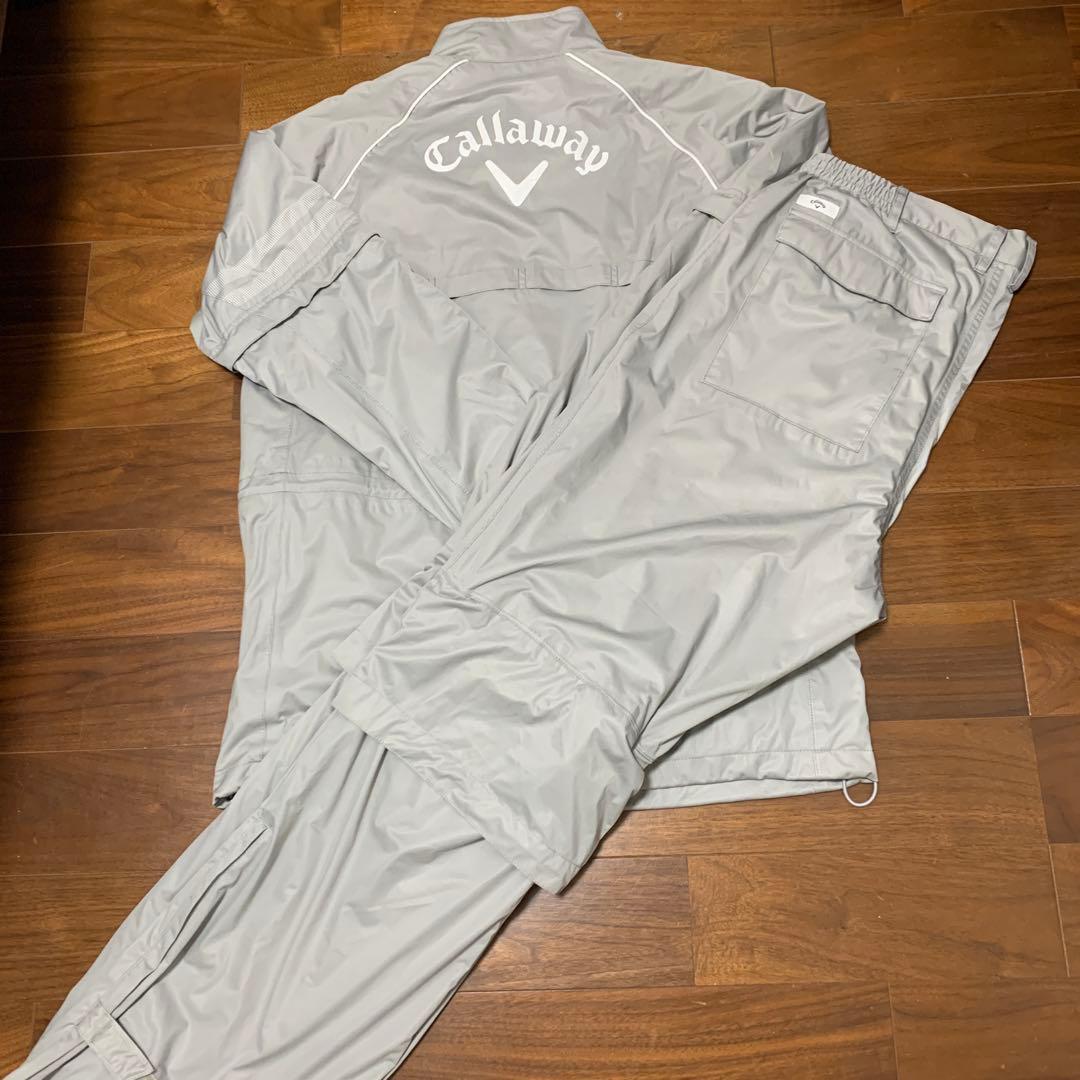 キャロウェイ レインウェア LL 伸縮素材 袖脱着 ライトグレー