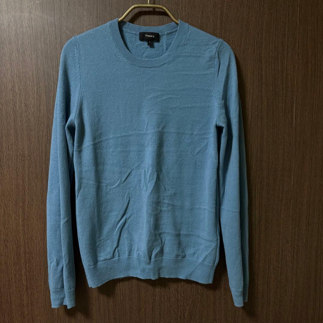 theoryセオリー☆カシミア100% ニットセーター水色、スカイブルーS