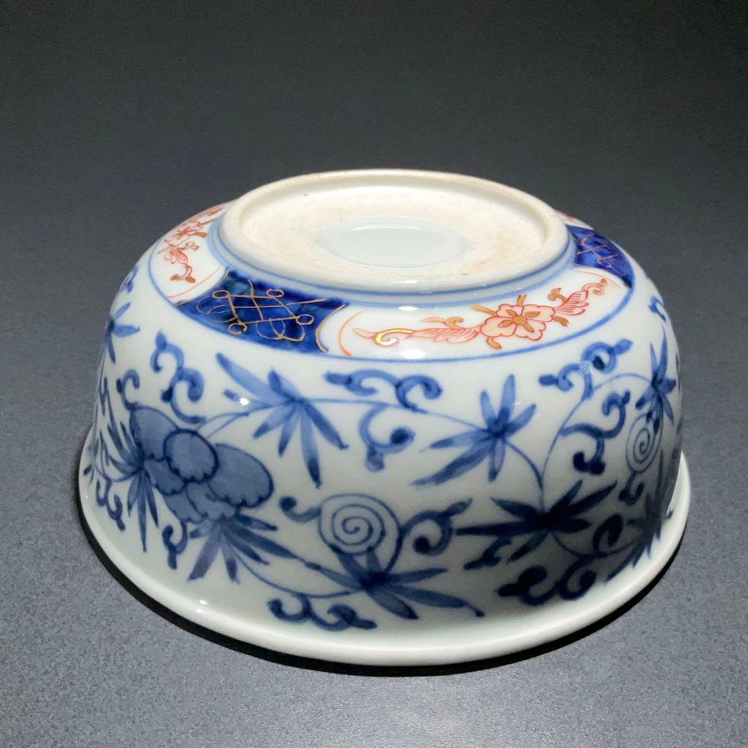 伊万里金襴手唐花図鉢Φ17㎝ 骨董 古伊万里 江戸幕末 6R0919w2ダA