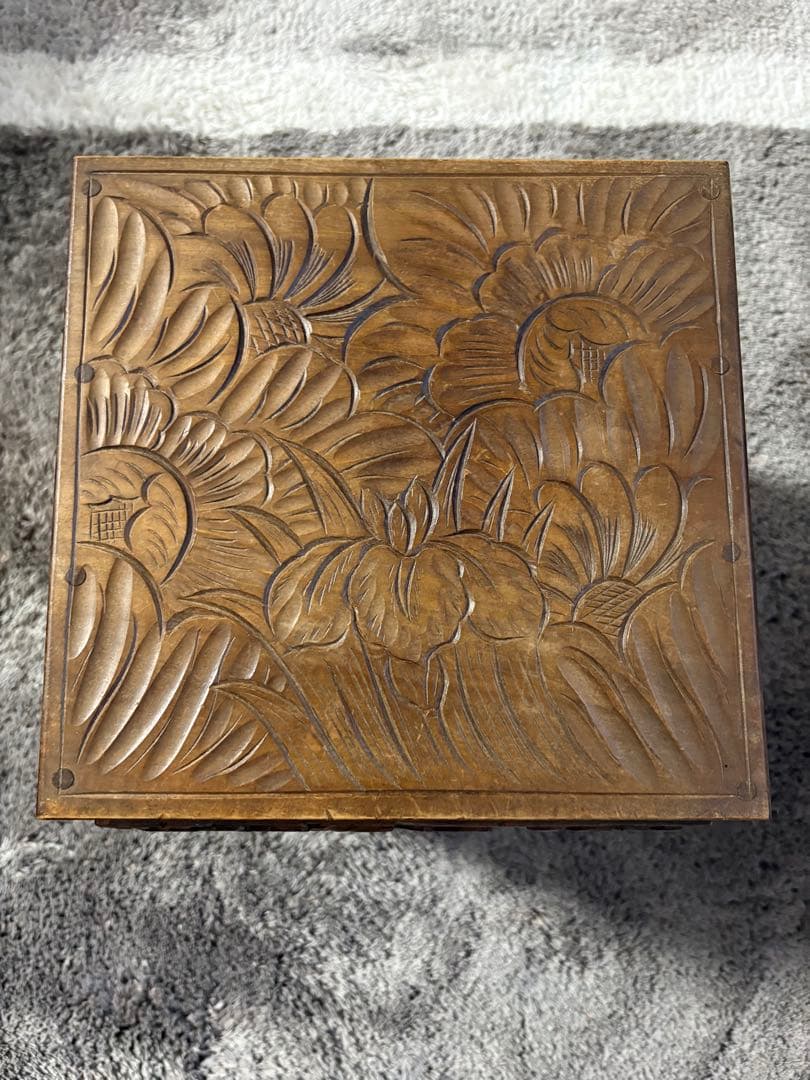 昭和レトロ 小箪笥 引き出し 3段 和家具 日光彫？軽井沢彫？ - メルカリ