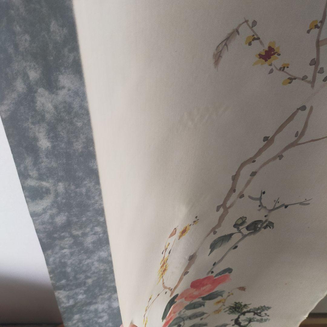 日本画 水彩画 花 署名あり　絵画のみ、表装なし