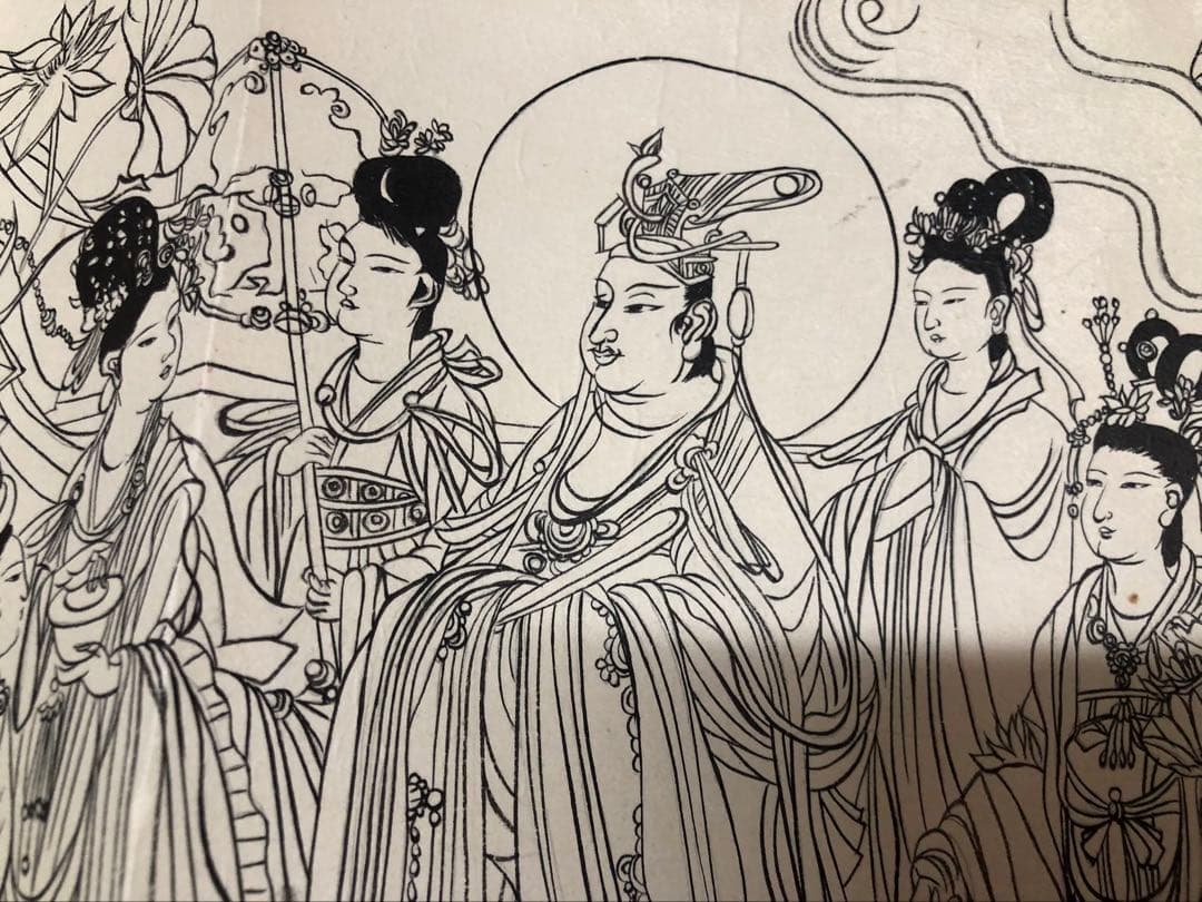 中国美術 佛画 巻物 傅香 絵［八十七仙人図］紙本　肉筆　32！