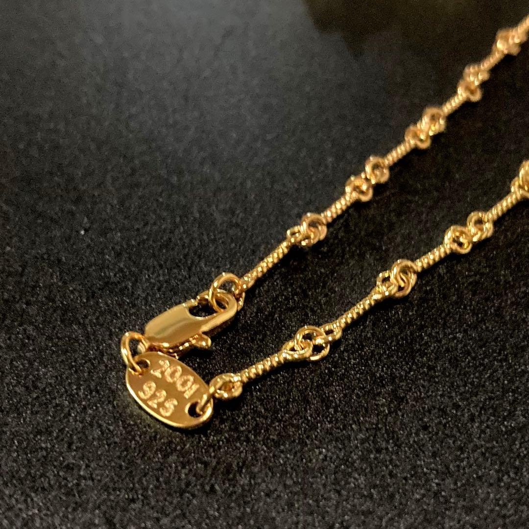 22k ダイヤクロス ハートボール ロゴ ツイストチェーン ネックレス 60