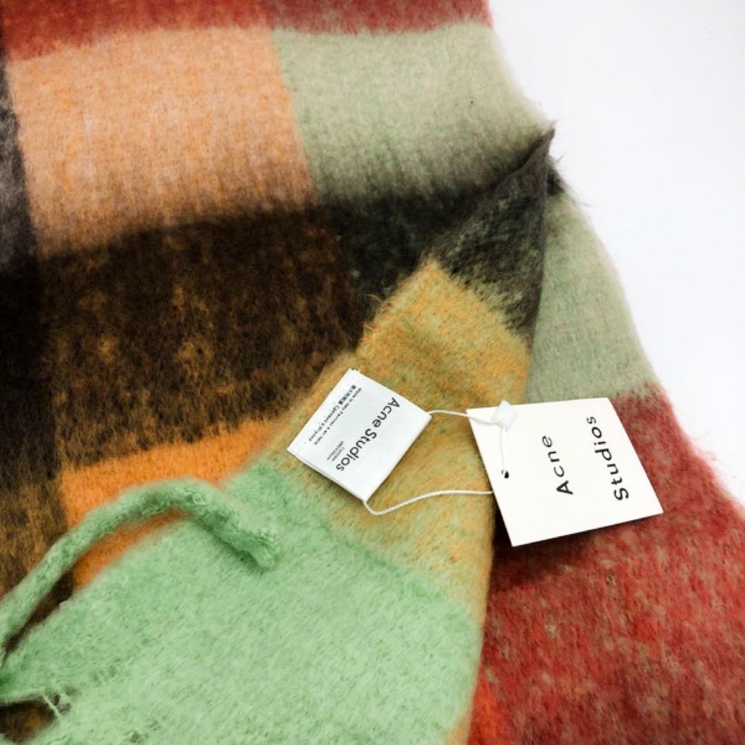 ACNE STUDIOS アクネストゥディオズ 緑オレンジ系チェック柄 マフラー
