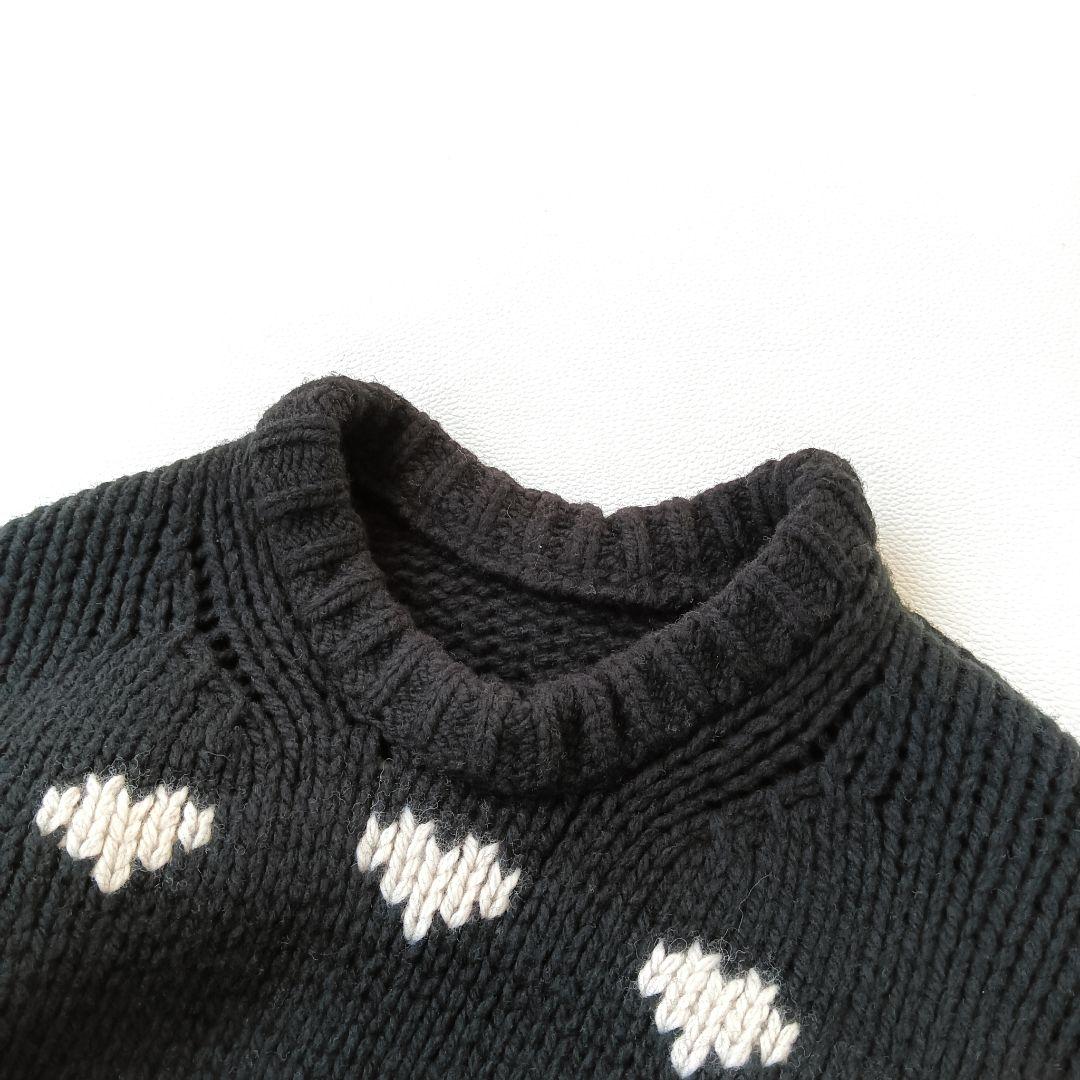 美品✨《ンニット》24aw ハートパターンニット黒セーター ウール混 近年モデル